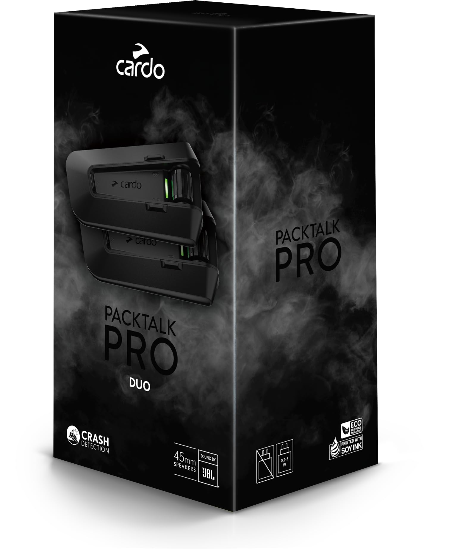 Cardo PACKTALK PRO Motorcycle Helmet Communication System Intercom, Crash Detection, Auto On/Off, Air Mount, 45mm Speakers
