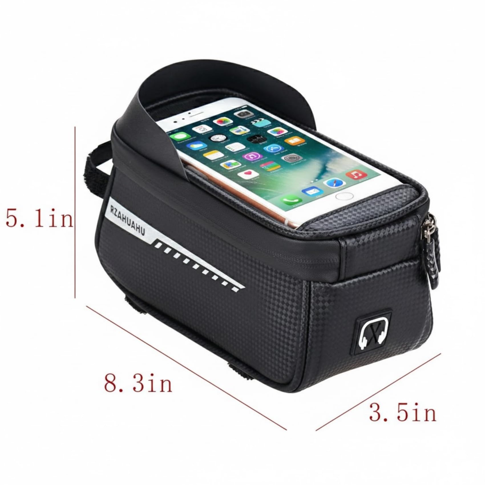 Misodo Bike Frame Bag, Hard Shell Top Tube Phone Mount Pouch for Mountain, Road & E-Bikes, Sensitive TPU Touchscreen Bicycle Bag, Tool-Free Installation Cycling Accessories