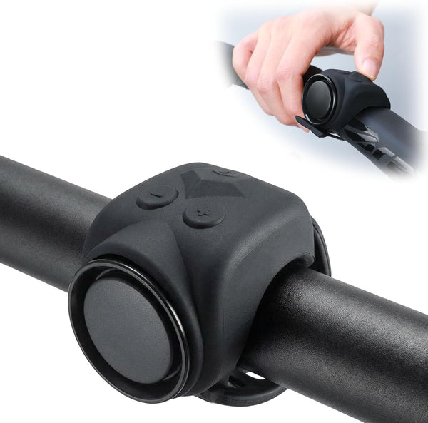 120dB Loud Bike Horn Electric Ebike Bell, Easy Installation Accessories for Mountain Bicycle Scooter Ebike Go Kart, USB C Rechargeable, 4 Funny Sounds & Volume Settings (Black)
