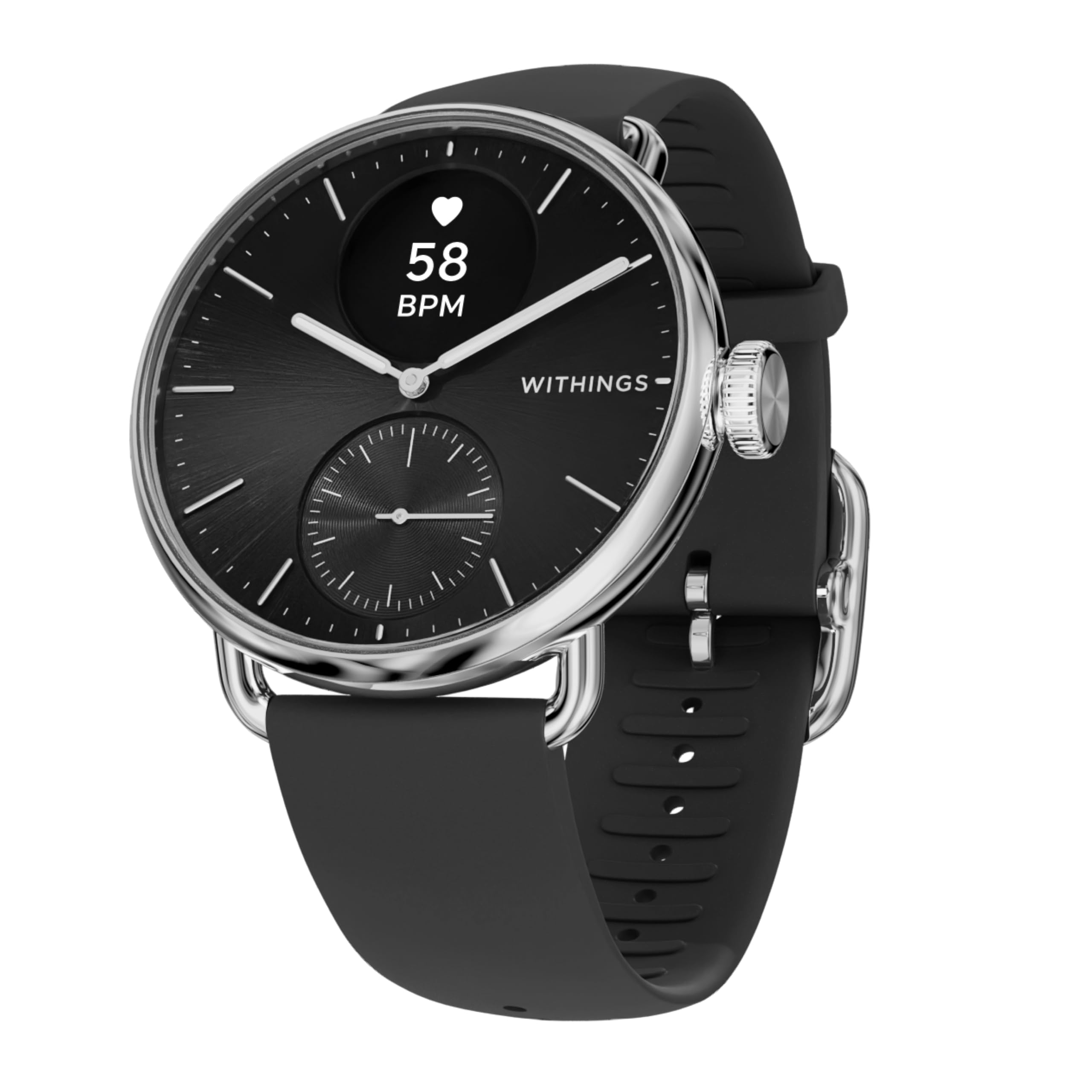 Withings ScanWatch 2 - Hybrid Smart Watch, Heart Rate Monitoring, Fitness Tracker, Cycle Tracker, Sleep Monitoring, GPS Tracker, 30-Day Battery