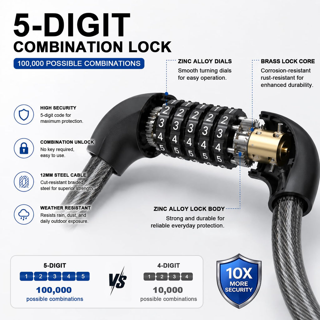 Honszex 47-Inch Combination Scooter Lock
