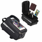 Misodo Bike Frame Bag, Hard Shell Top Tube Phone Mount Pouch for Mountain, Road & E-Bikes, Sensitive TPU Touchscreen Bicycle Bag, Tool-Free Installation Cycling Accessories