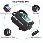 Misodo Bike Frame Bag, Hard Shell Top Tube Phone Mount Pouch for Mountain, Road & E-Bikes, Sensitive TPU Touchscreen Bicycle Bag, Tool-Free Installation Cycling Accessories