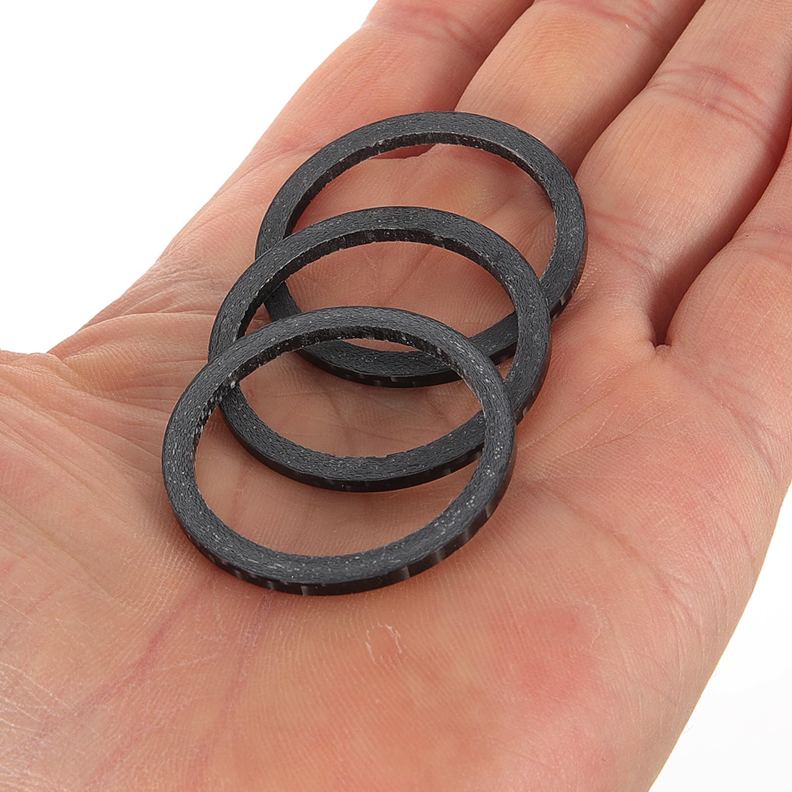 Pretyzoom Carbon Fiber Bike Stem Spacers Bicycle Accessory 3pcs Lightweight Headset Gaskets Black for Mountain Bike Cycling Efficiency