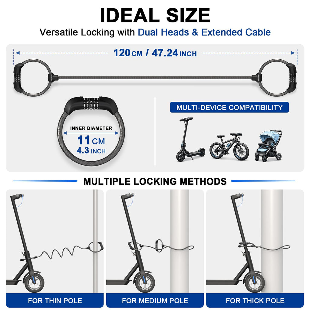 Honszex 47-Inch Combination Scooter Lock