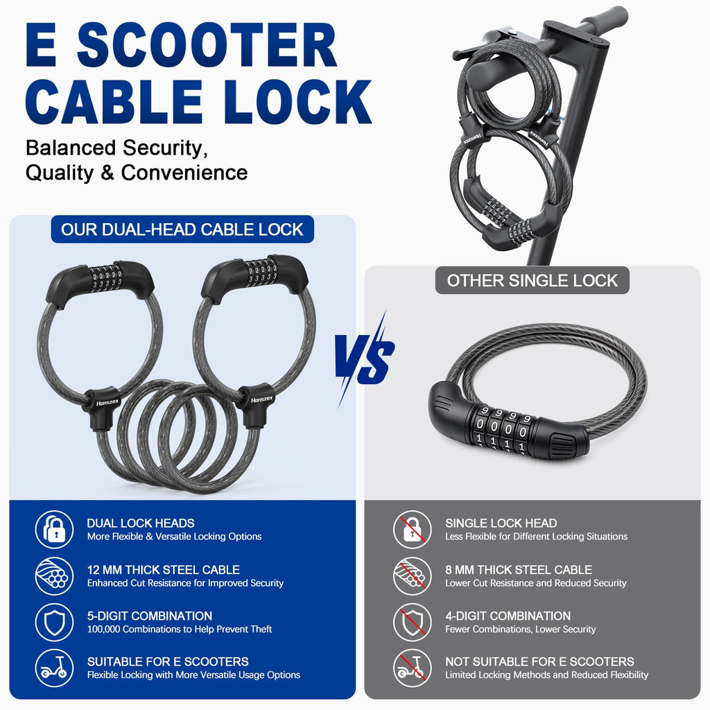 Honszex 47-Inch Combination Scooter Lock