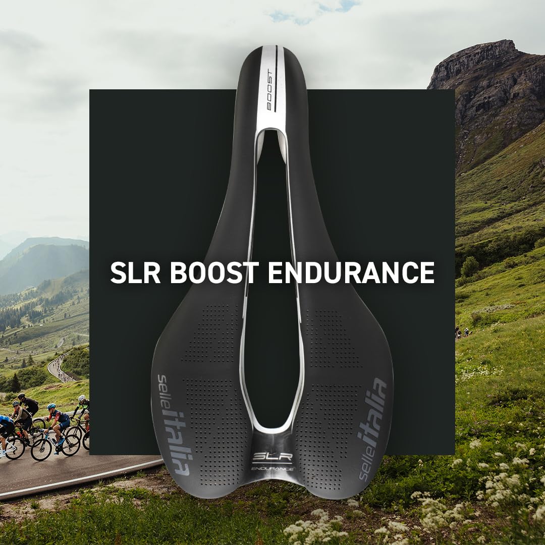 Selle Italia SLR Boost Endurance Ti316 Superflow Road Bike Saddle - Comfortable Road Bicycle Seat - Short Nose Saddle Road, Racing, Endurance, &