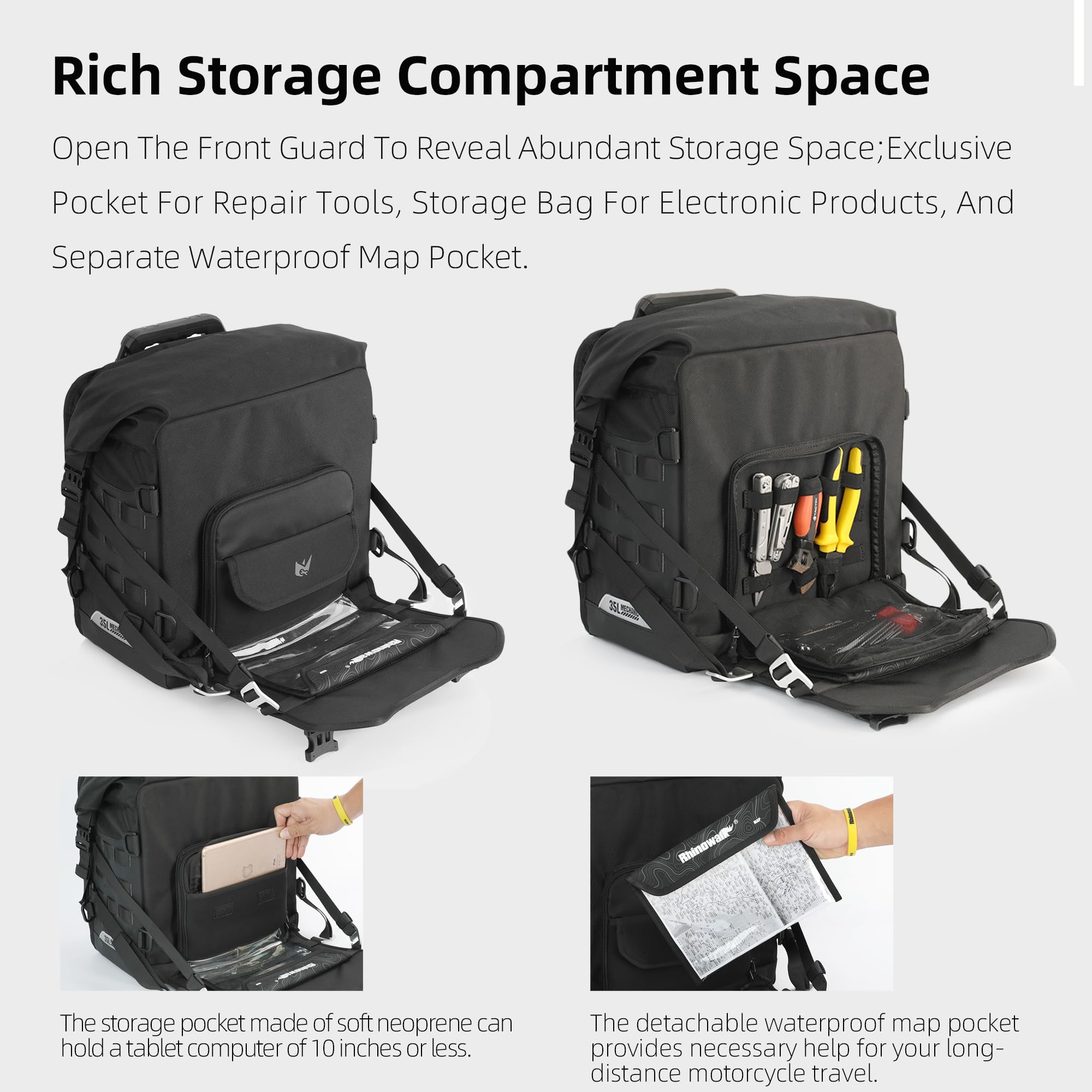 Rhinowalk Waterproof Motorcycle Saddlebags - Quick Release Hanging Side Bags Accessories