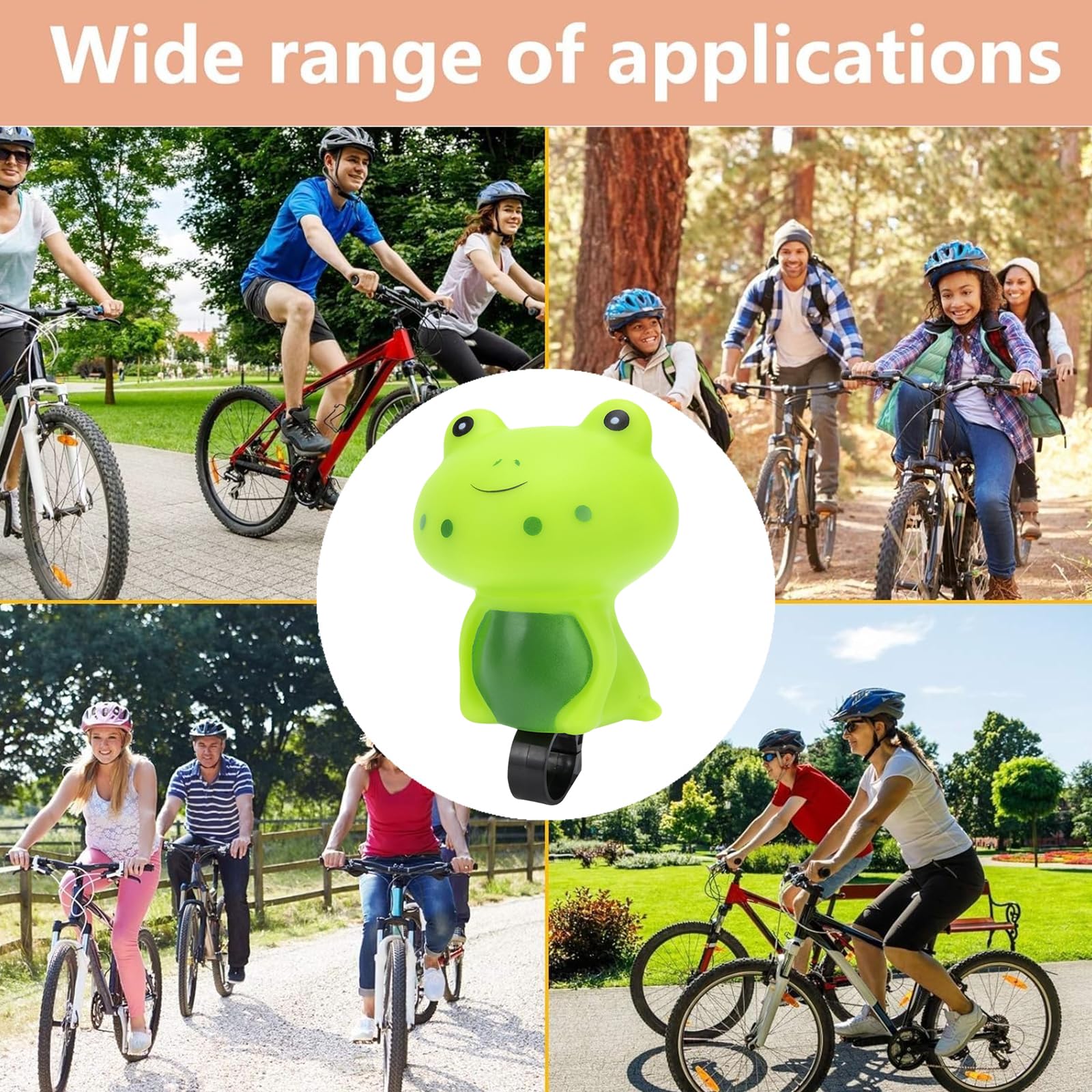 Cute Frog Bike Bell, Loud Crisp Sound Bicycle Handlebar Bell, Weatherproof Silicone & Plastic Animal Bell, Easy to Install Universal Bike Accessory for Mountain Bike, Kids & Adults