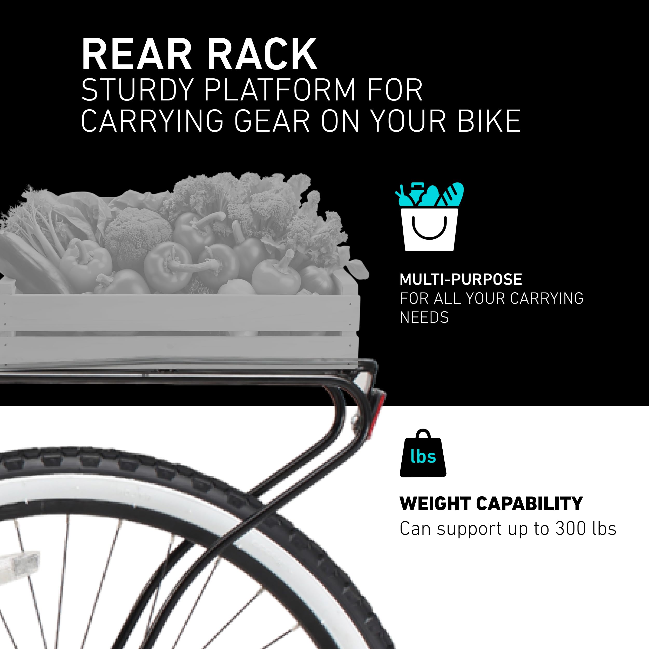 sixthreezero Around The Block Men's Beach Cruiser Bike, Hybrid Bicycle with Rear Rack